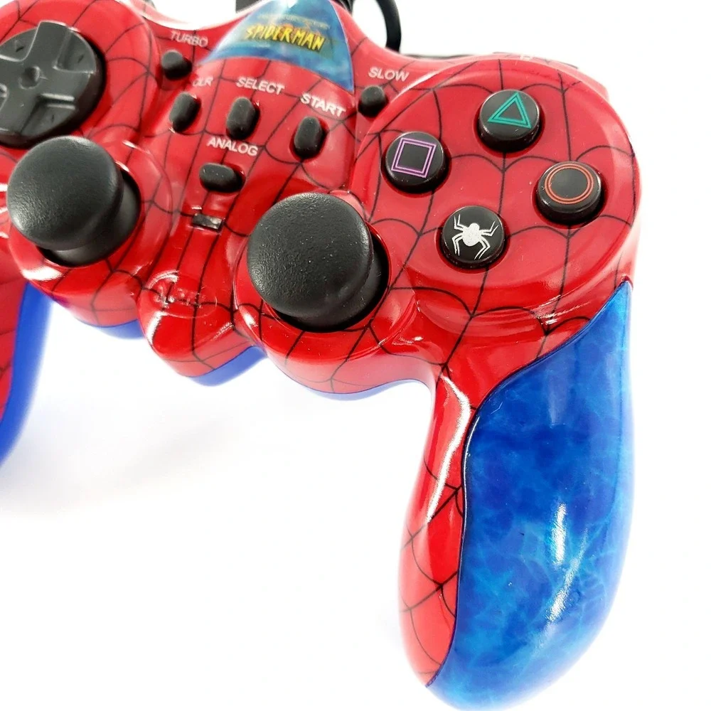 Naki Ultimate SpiderMan Sony PlayStation 2 Wired Controller PS2 PS1 Tested Works